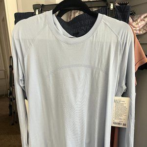 Swiftly Tech Long Sleeve Shirt 2.0 Size 16 Blue Linen NWT